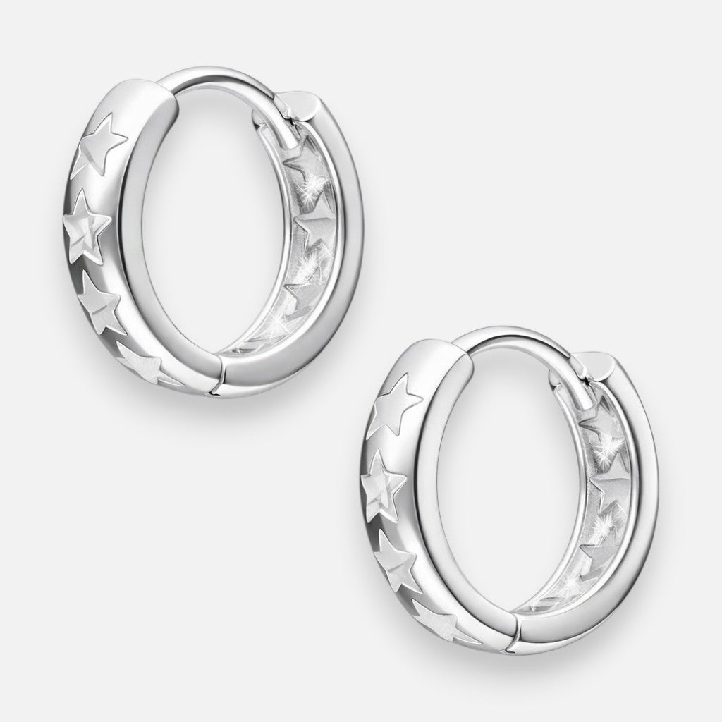 Argolla Huggie Estrellas 15 mm