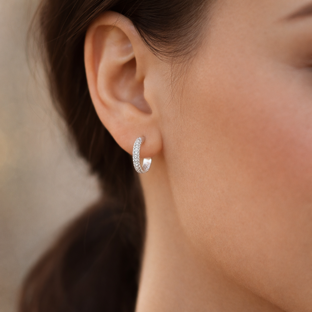 Semi Argolla Circones Pavé 14 mm