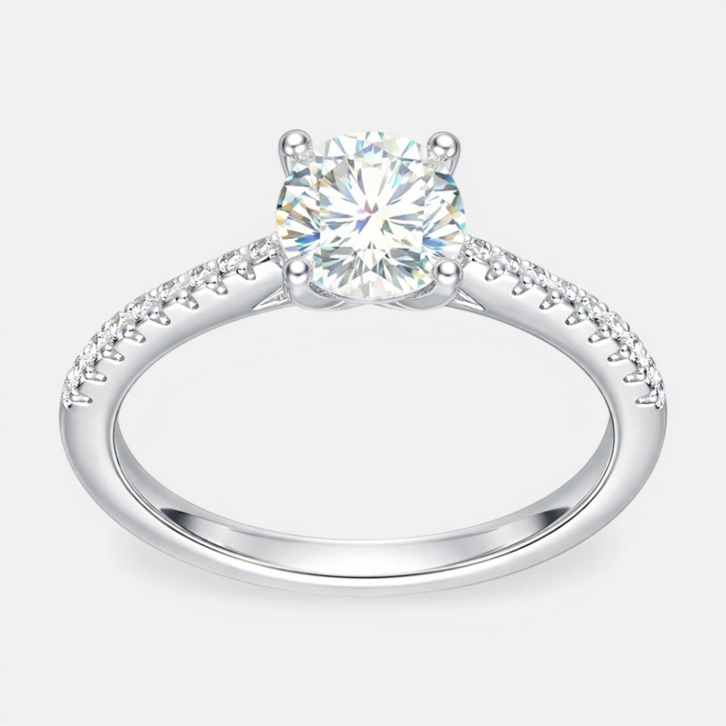 Anillo Solitario Moissanita y Circones