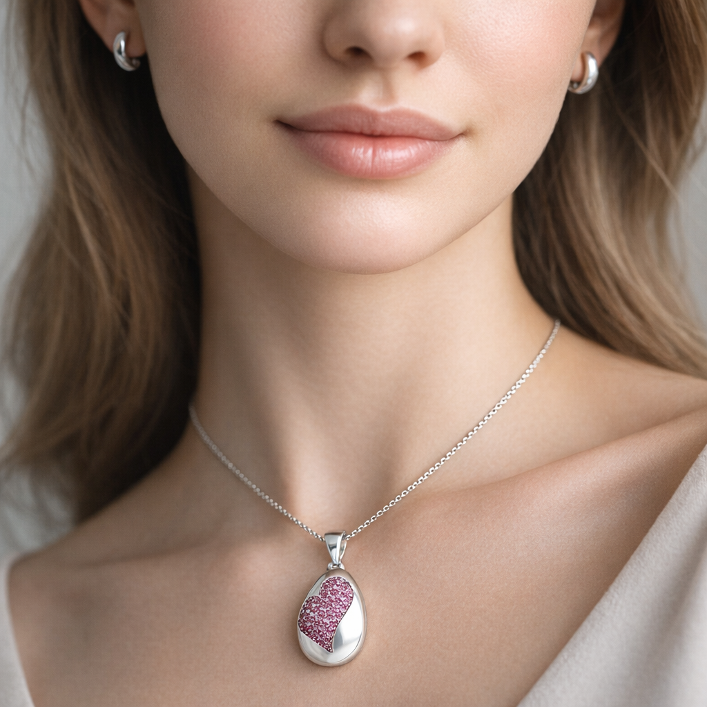 Colgante Gota Corazón Chunky Circones Rubí