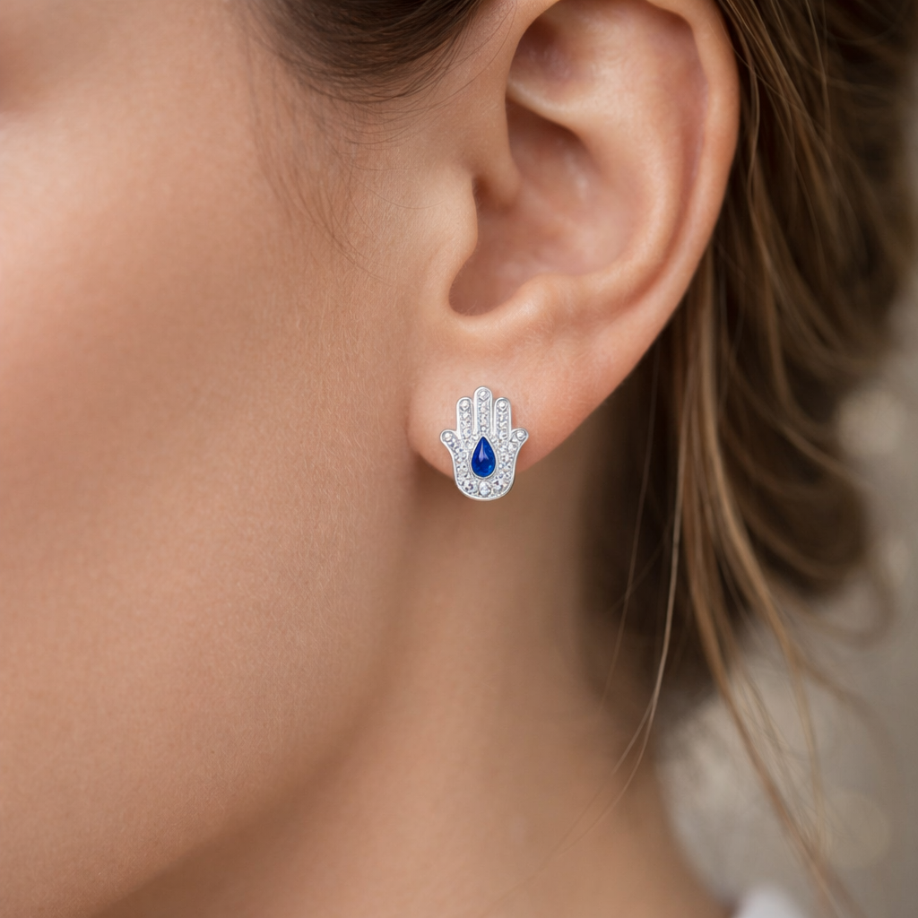 Aro Mano de Fátima Circón Zafiro