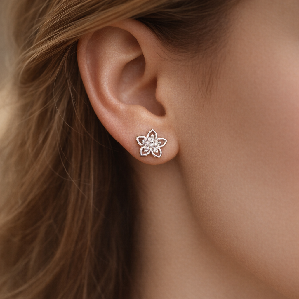 Aro con Tope Flor Circones 8 mm