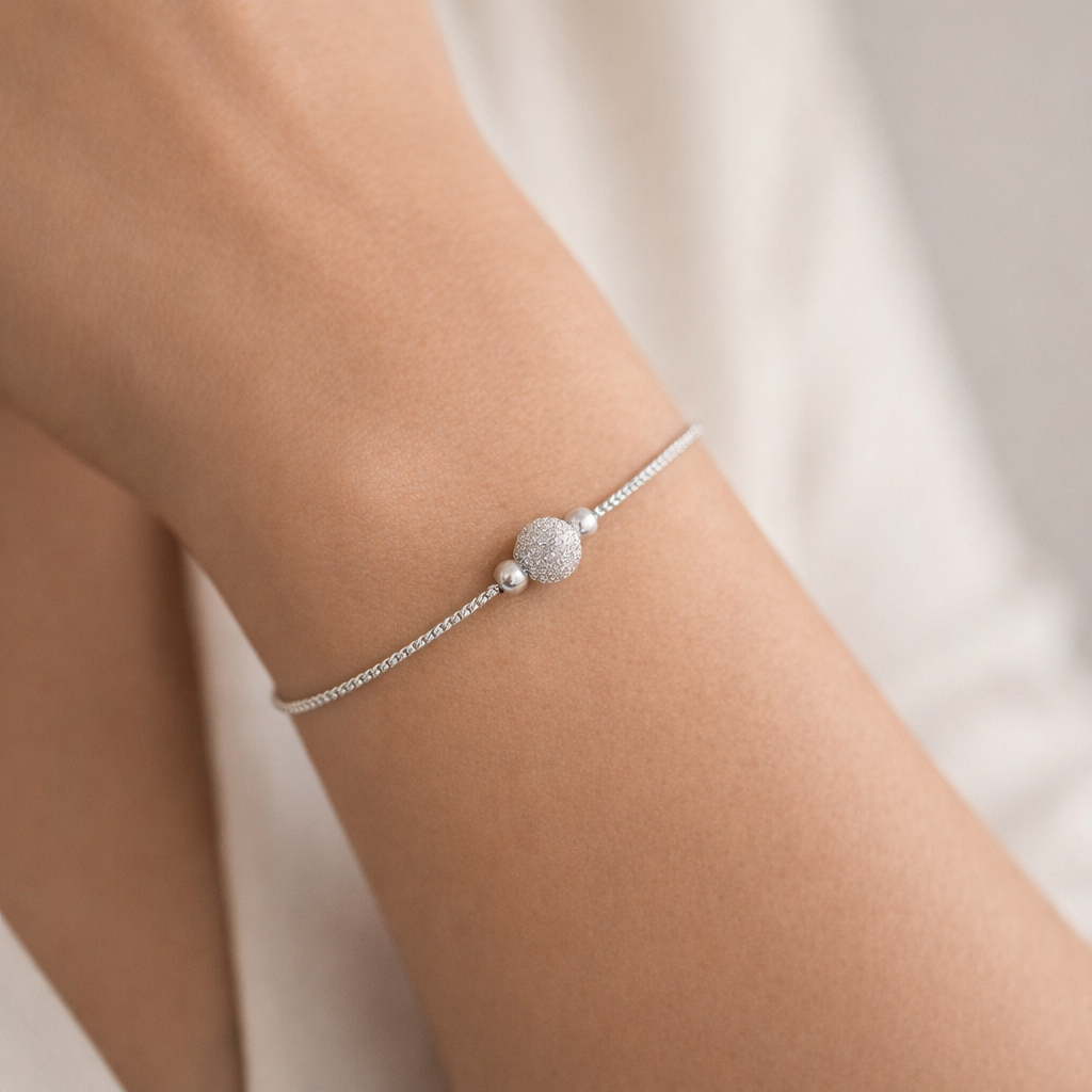 Pulsera Ajustable Veneciana Esfera Satinada