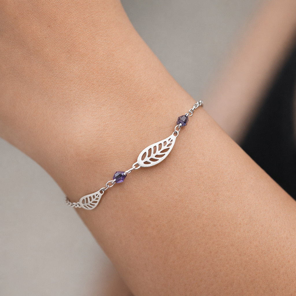 Pulsera Hojas Cristales Hecho con Swarovski® Morado