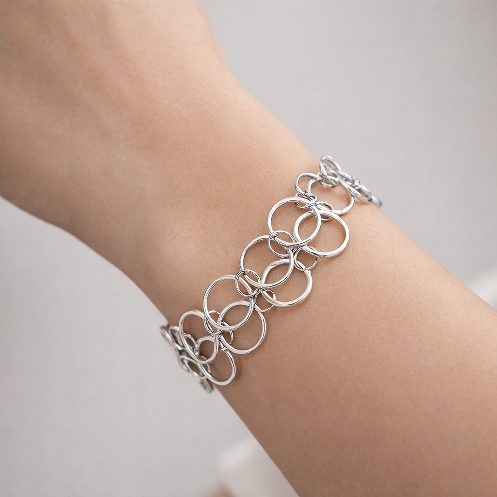 Pulsera Malla Círculos Lisos Facetados