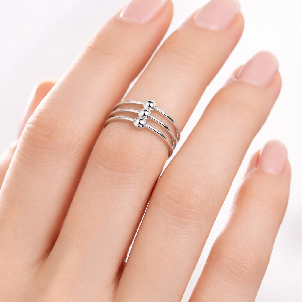 Anillo Midi Triple Esferas