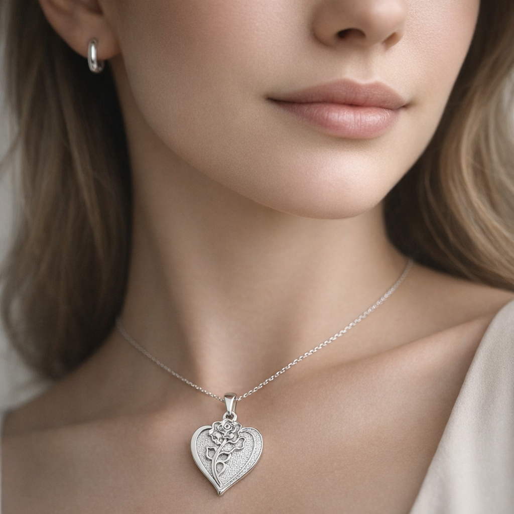 Colgante Corazón con Rosa
