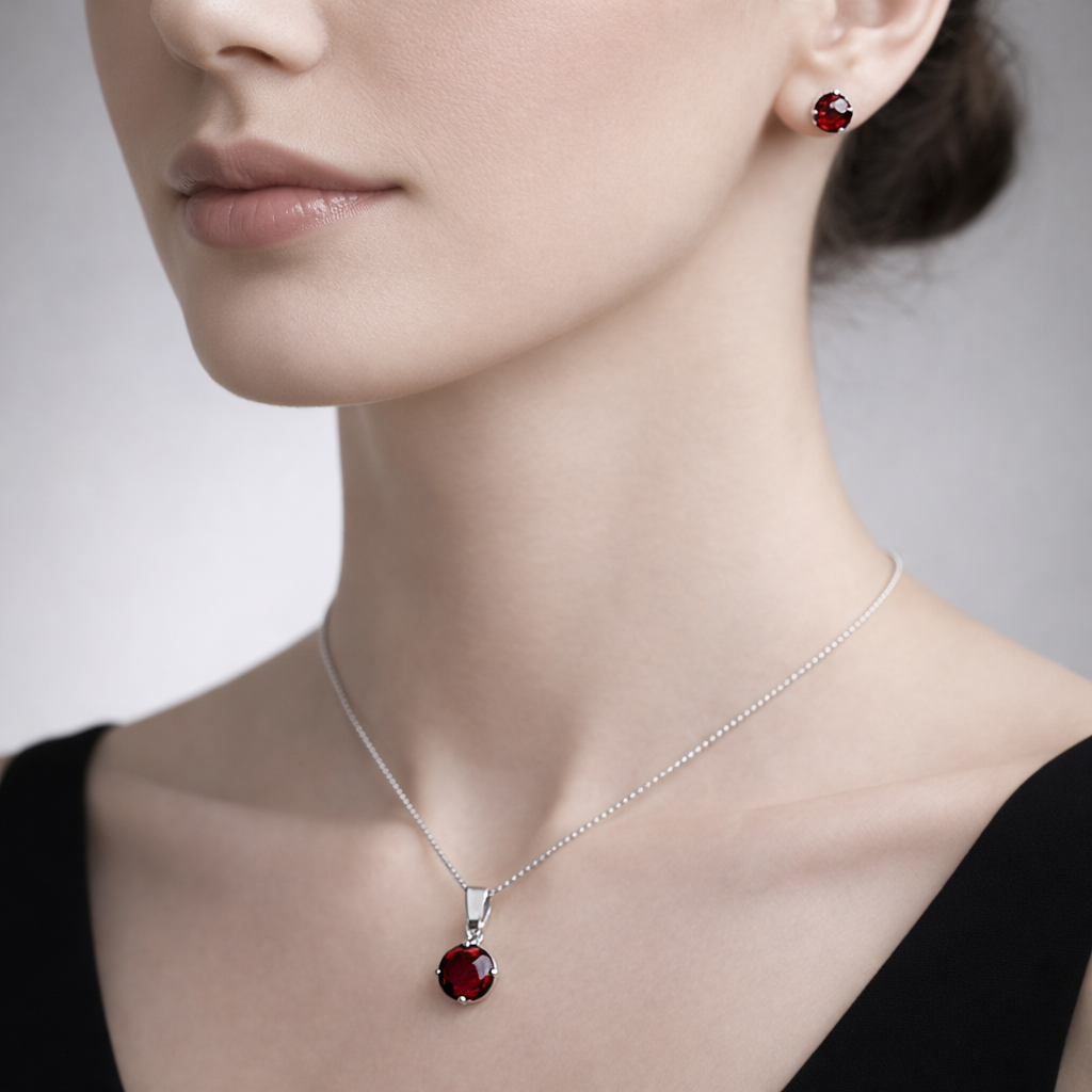 Conjunto Circón Granate 6 mm