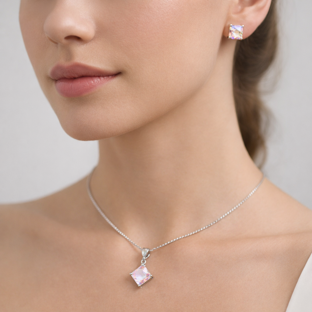 Conjunto Circón Tornasol 6x6 mm