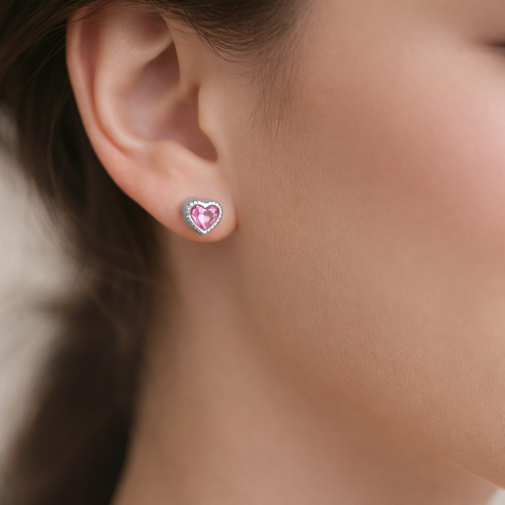 Aro con Tope Corazón Circón Rosa Francia 5 mm