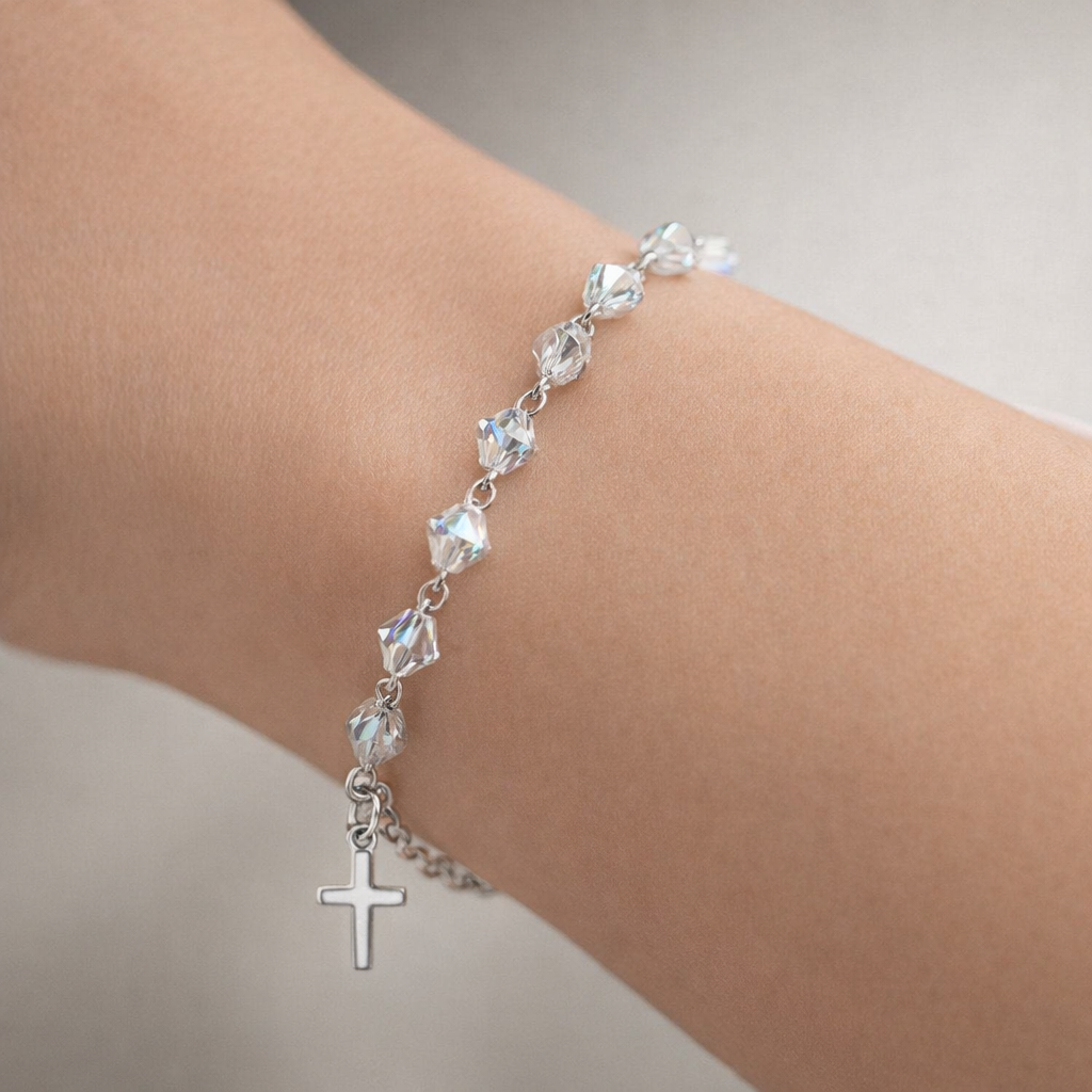 Pulsera Cruz Cristales Hecho con Swarovski® Tornasol