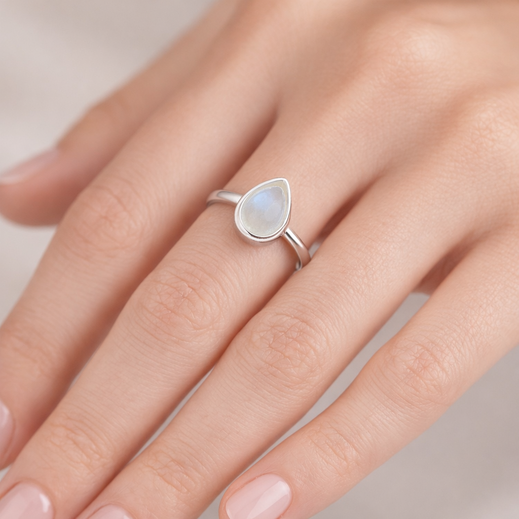 Anillo Gota Piedra Luna