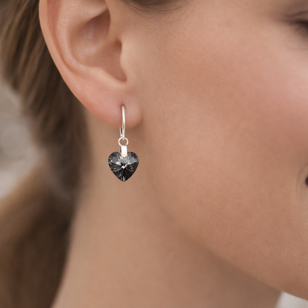 Aro Corazón Cristal Hecho con Swarovski® Black Diamond