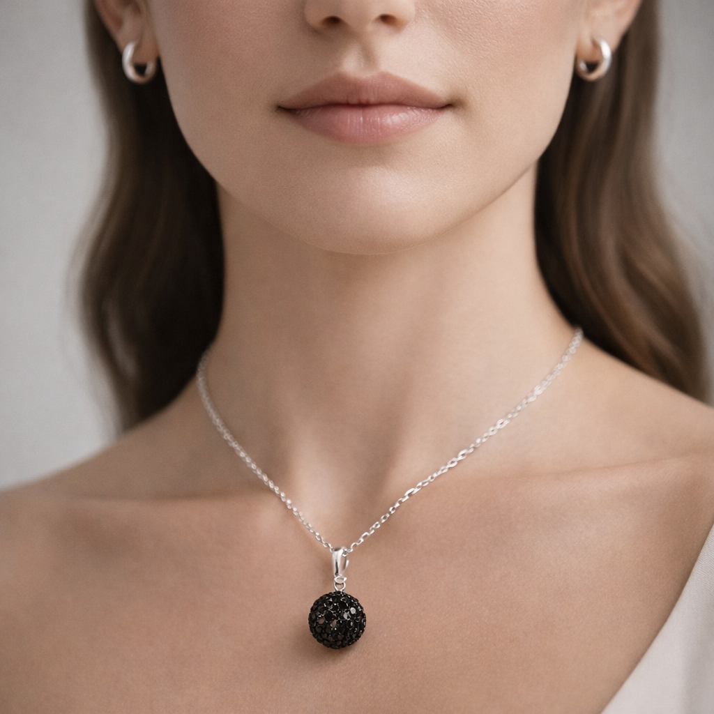 Colgante Esfera Hecho con Cristal Swarovski® Negro 10 mm