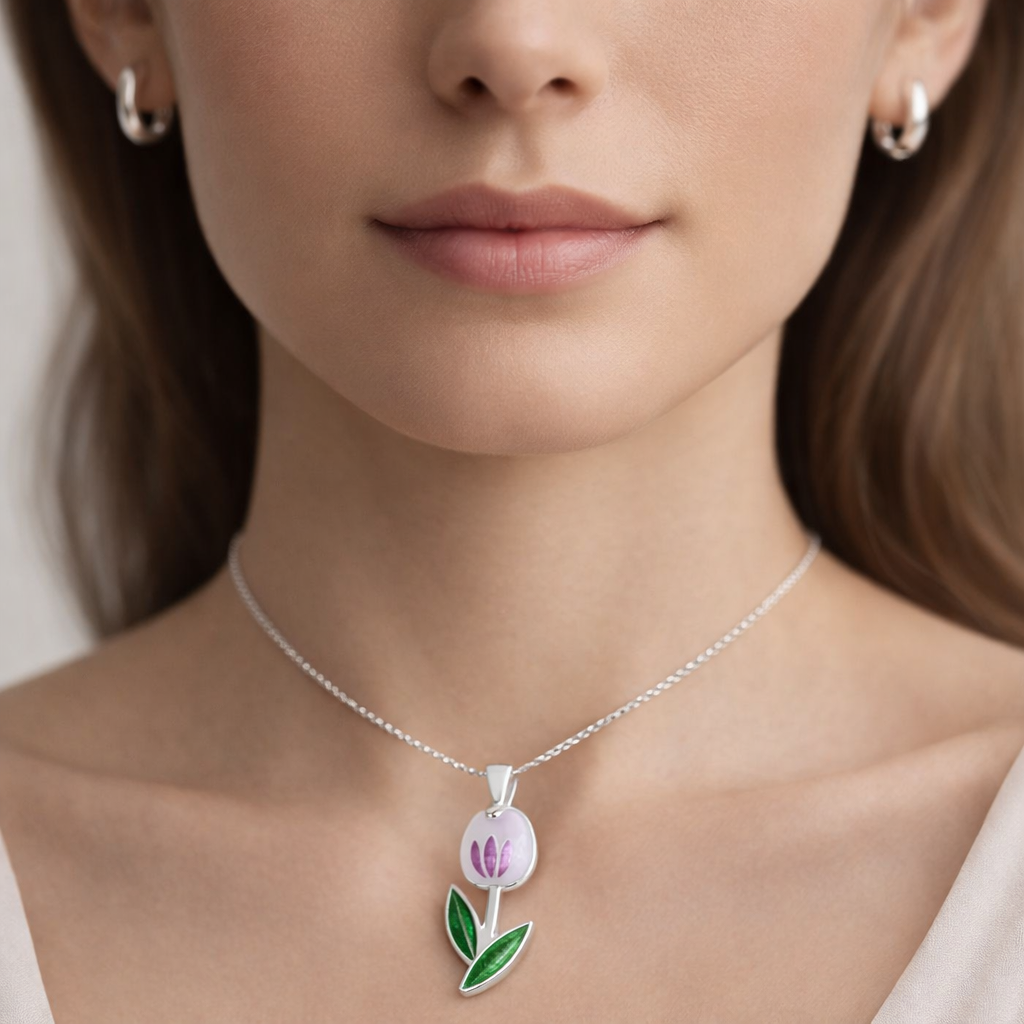Colgante Flor Tulipán Esmaltado