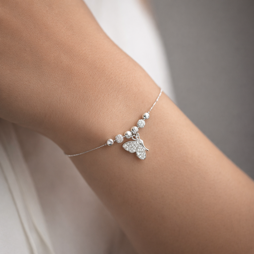 Pulsera Mariposa Esferas Facetadas Circones