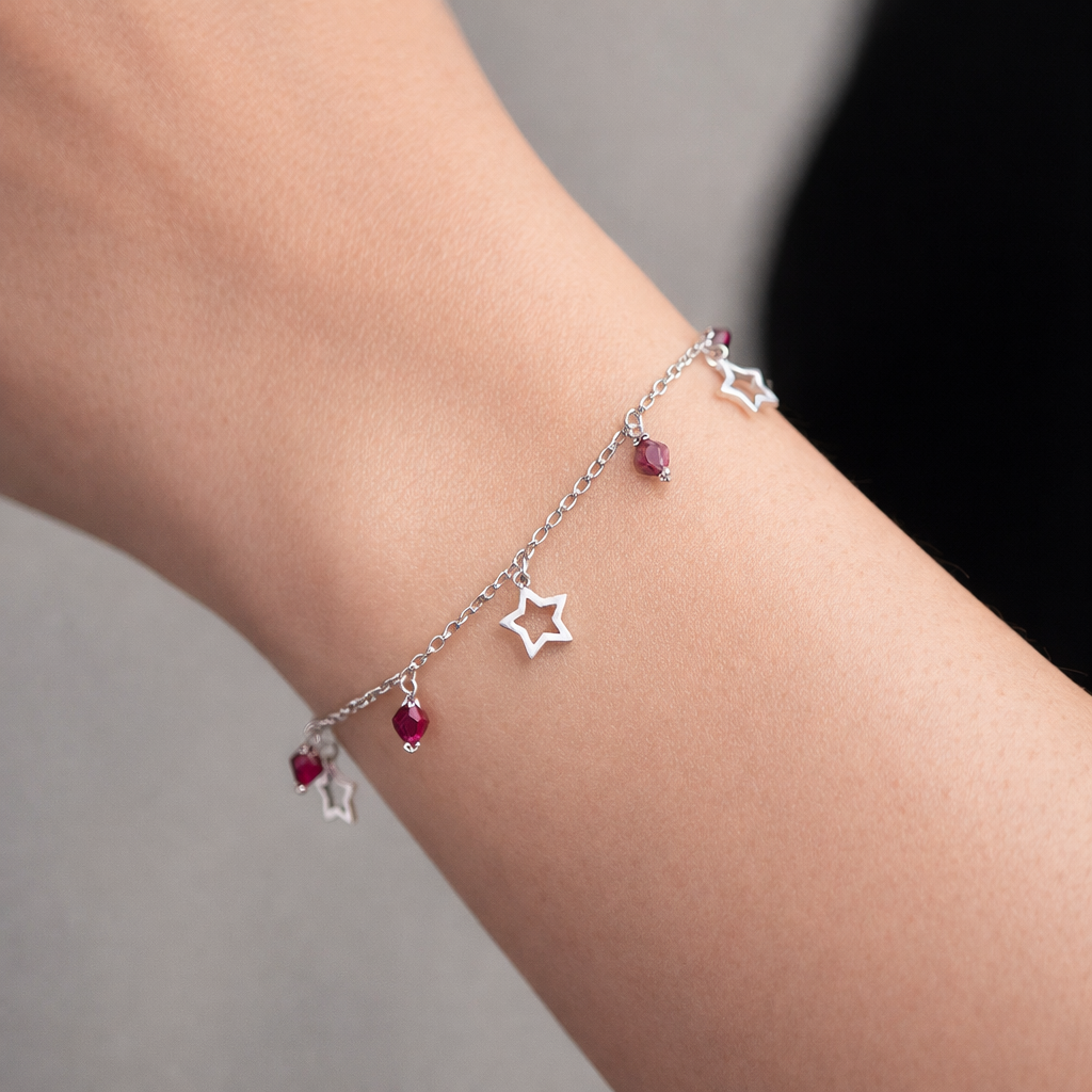 Pulsera Estrellas Cristales Hecho con Swarovski® Morado