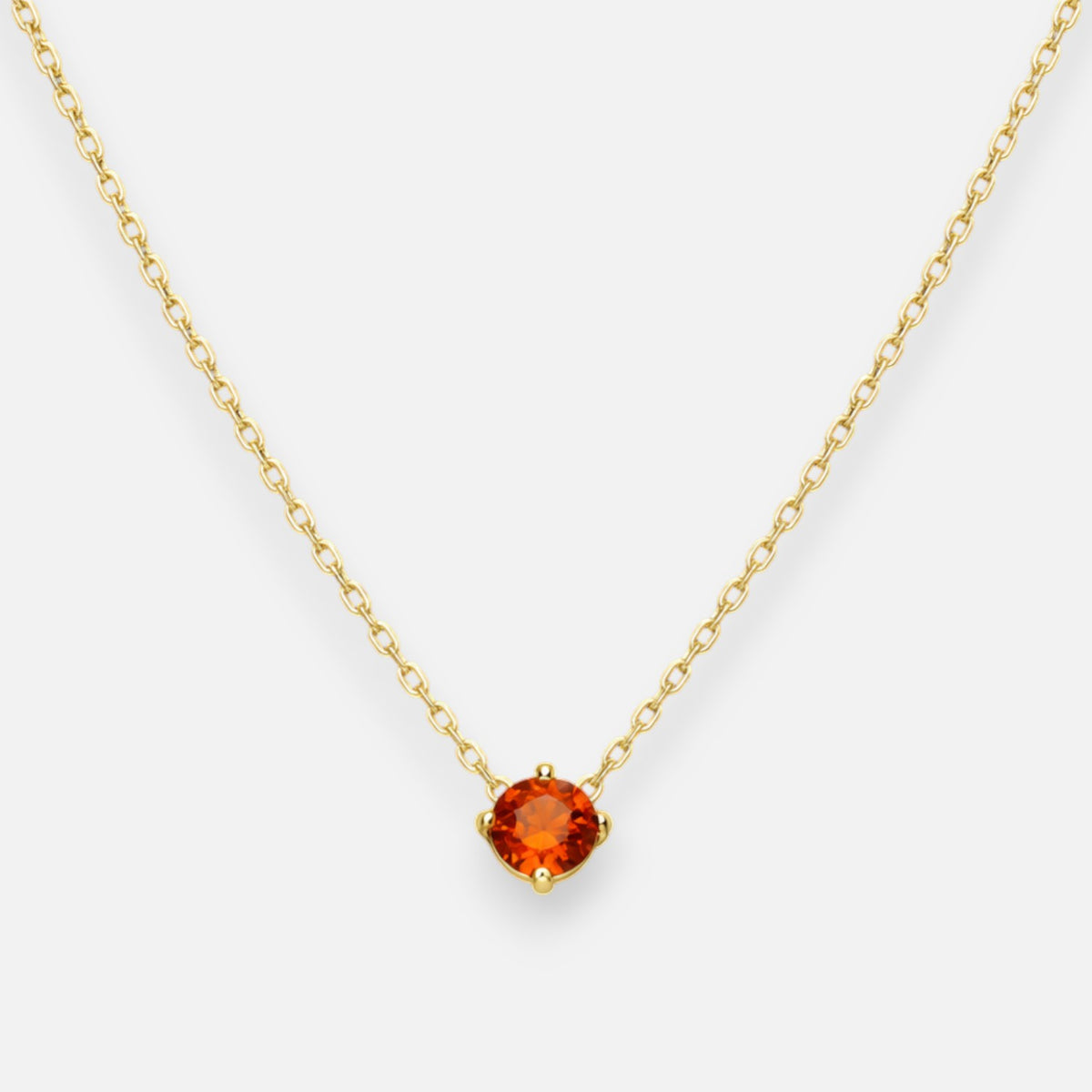 Collar Circón Punto de Luz Granate Naranja 4 mm