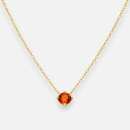 Collar Circón Punto de Luz Granate Naranja 4 mm