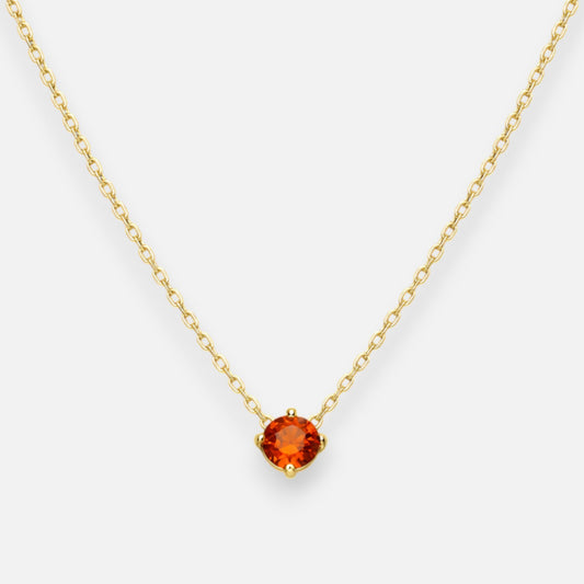 Collar Circón Punto de Luz Granate Naranja 4 mm
