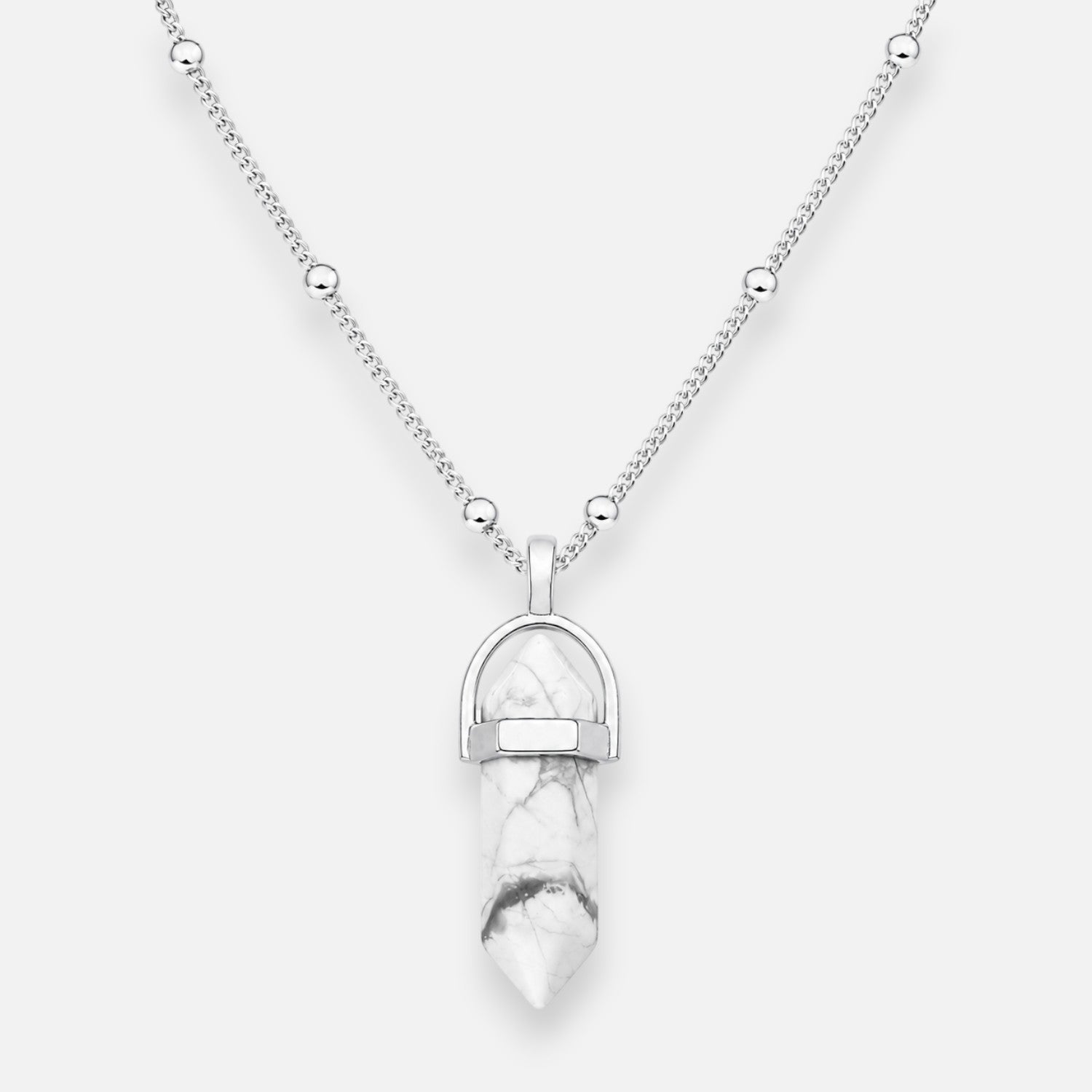 Collar Esferas Cuarzo Howlita