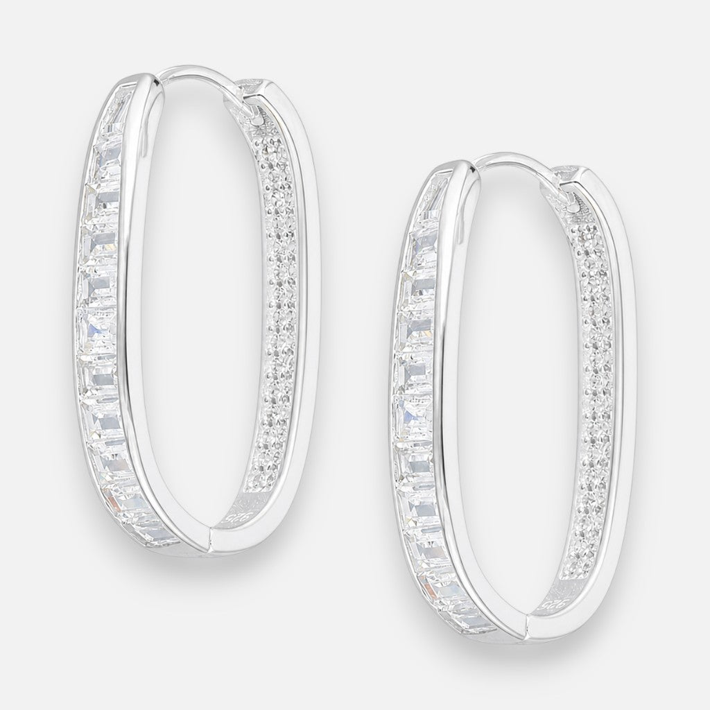 Argolla Huggie Ovalada Circones Baguette 21x15 mm