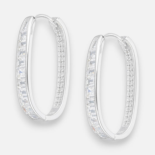 Argolla Huggie Ovalada Circones Baguette 21x15 mm
