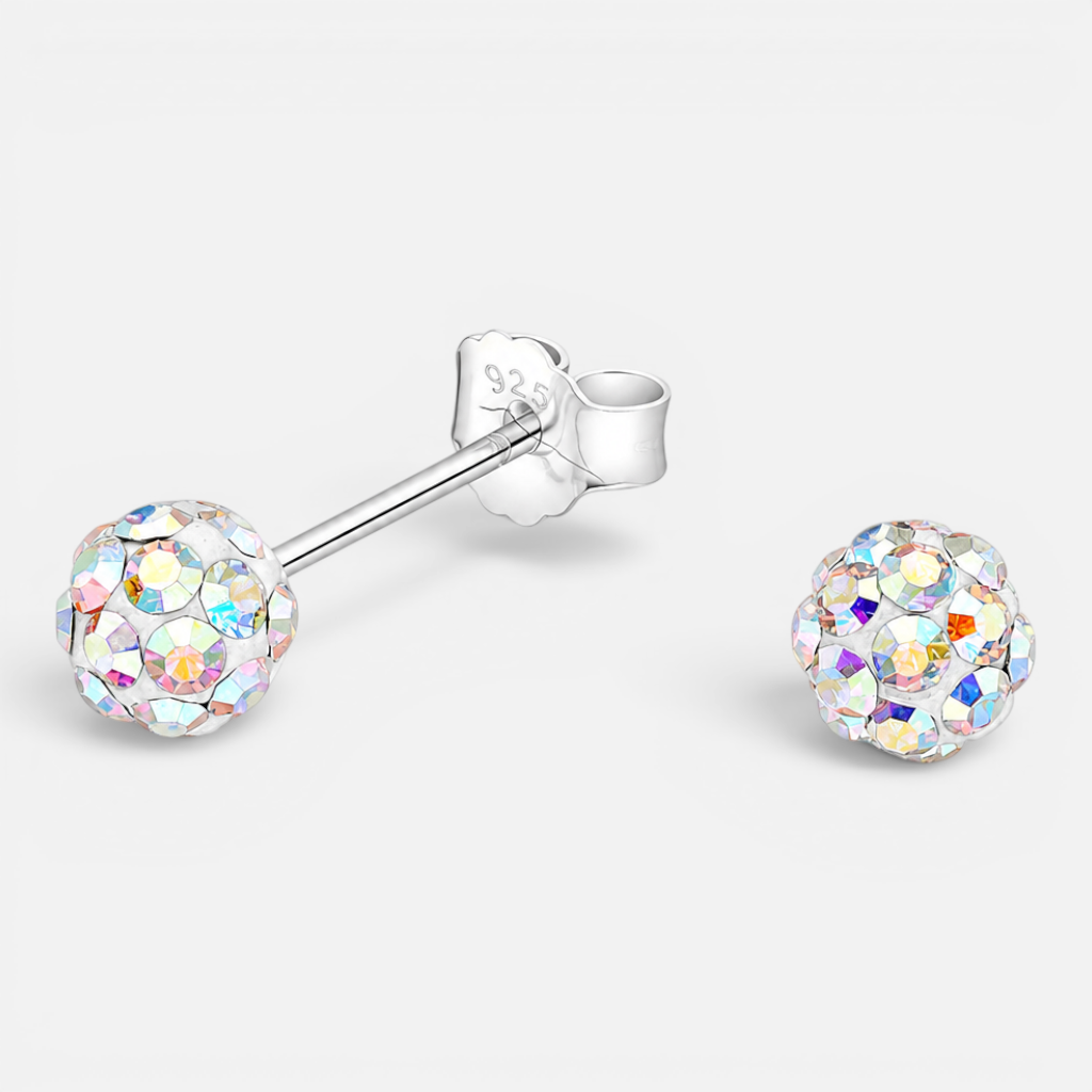 Aro Esfera Hecho con Cristal Swarovski® Tornasol 4 mm
