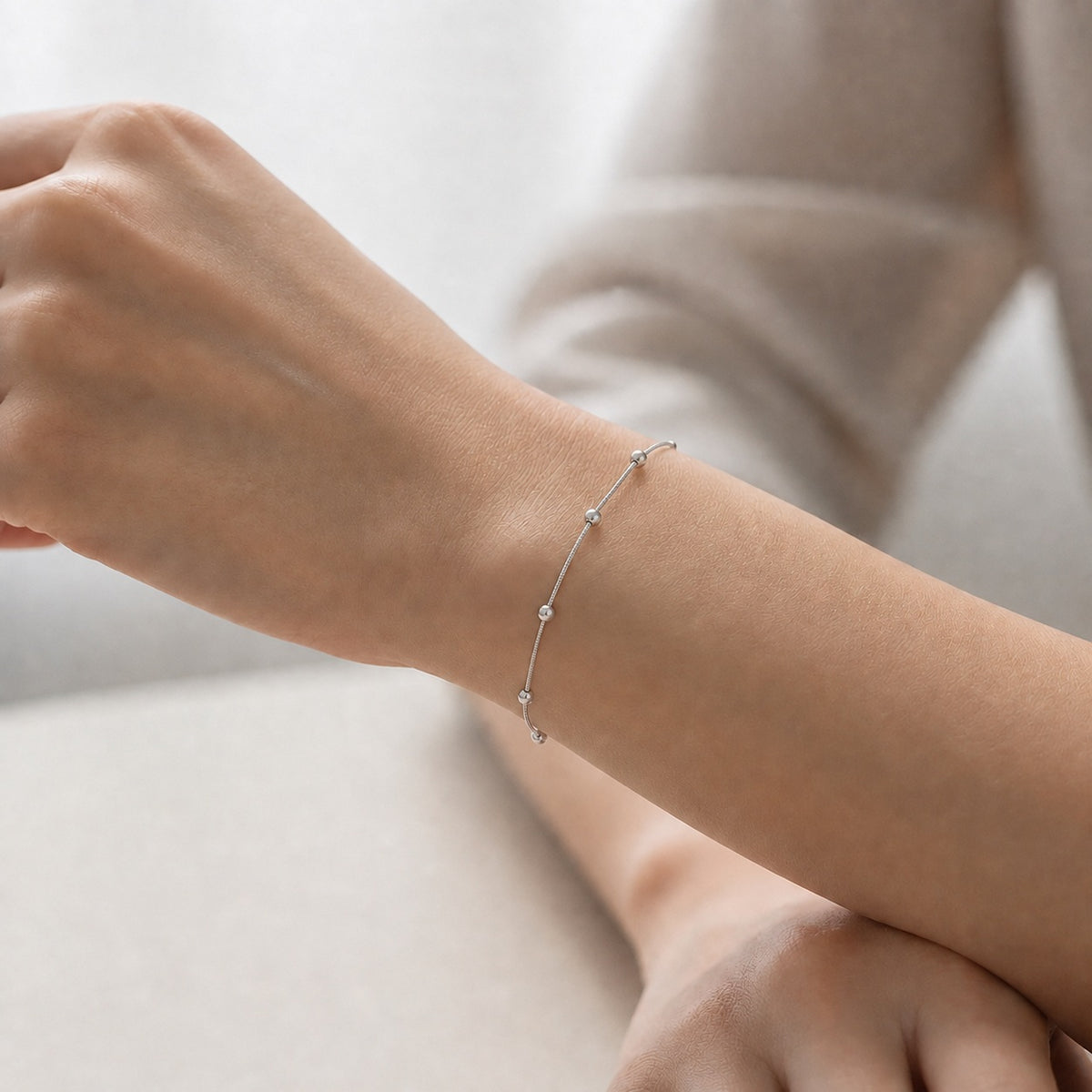 Pulsera Cola de Topo con Esferas