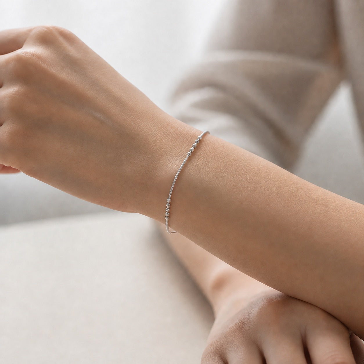Pulsera Cola de Topo Diamantada con Esferas