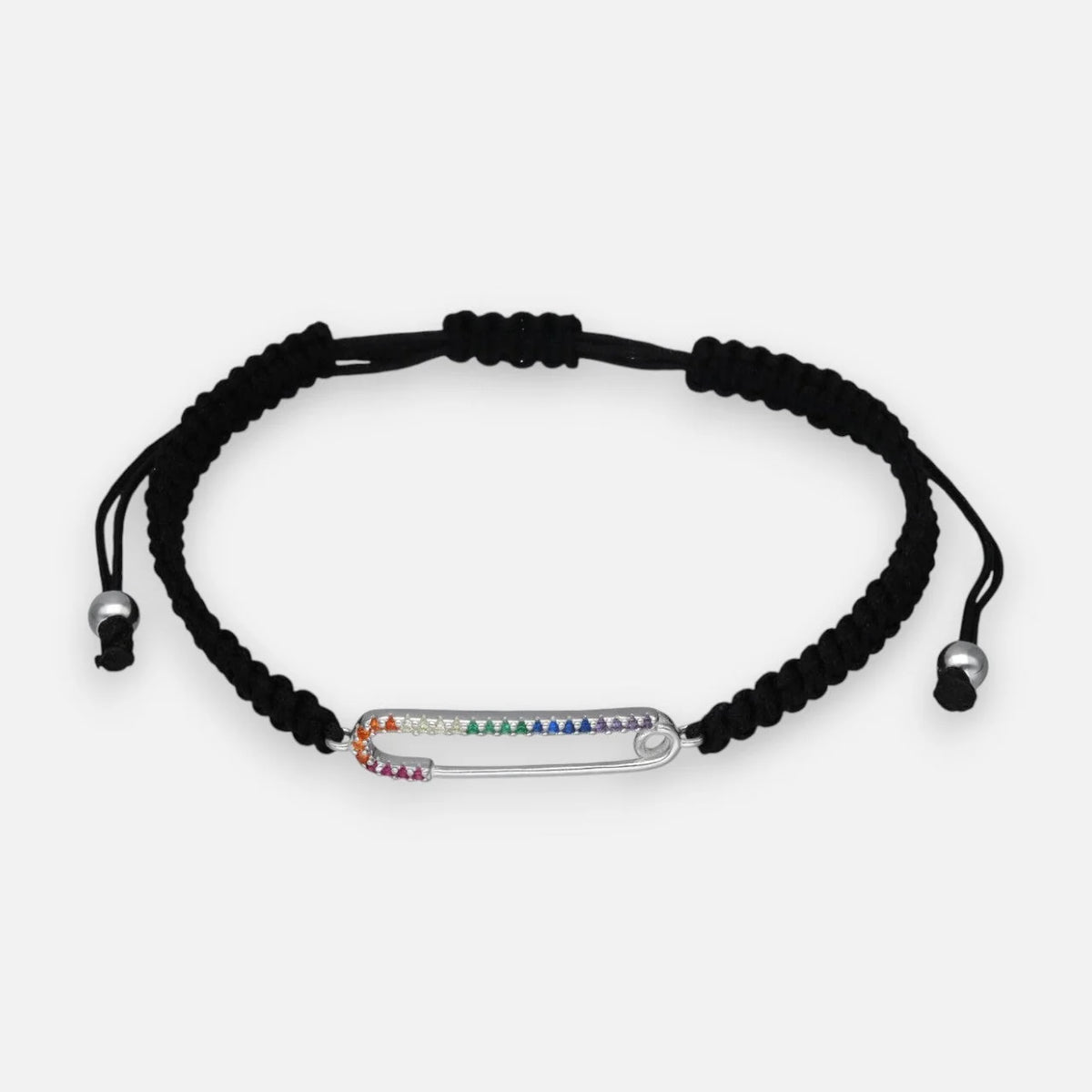 Pulsera Hilo Negro Ajustable Alfiler Circones Multicolor
