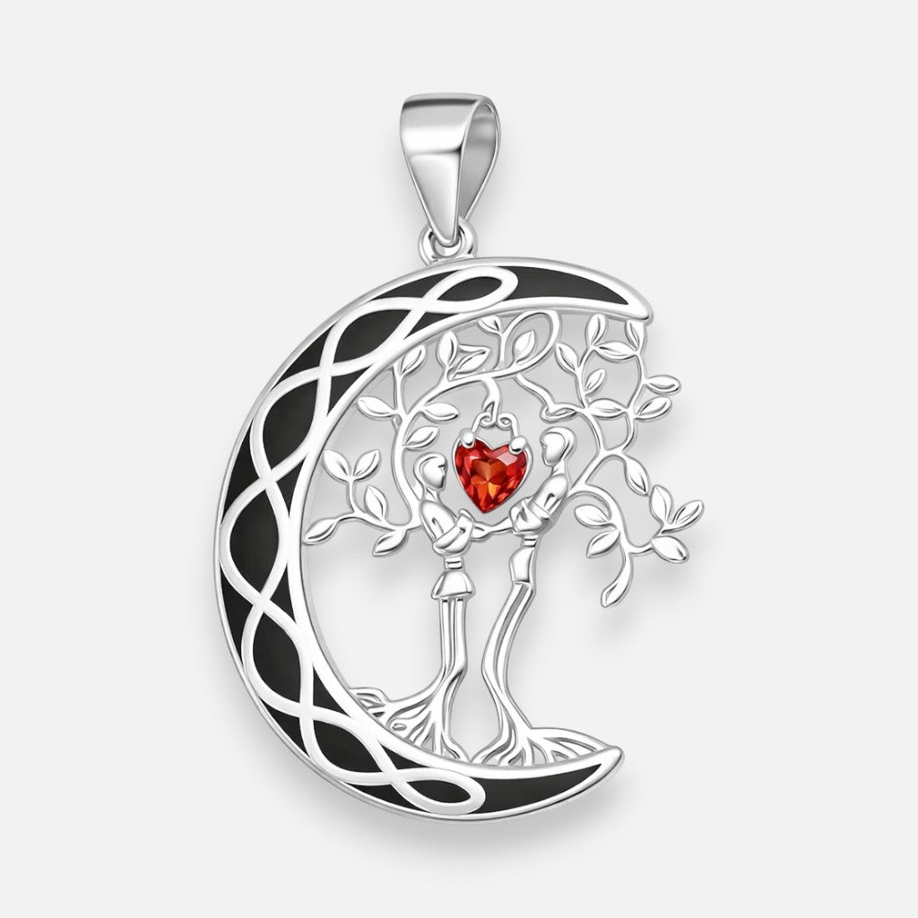 Colgante Media Luna Árbol de la Vida Corazón Circón