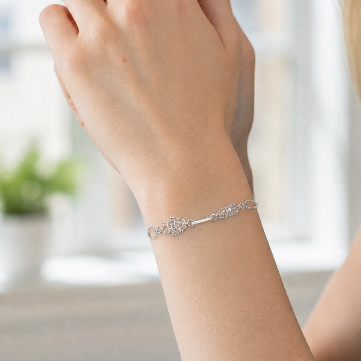 Pulsera Manos de Fátima Esferas