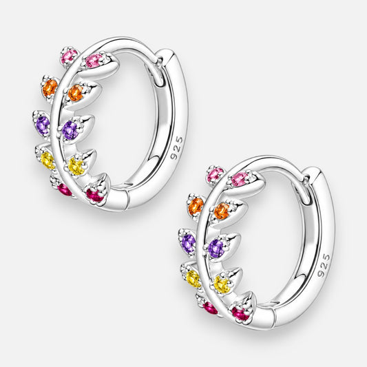 Argolla Huggie Espiga Circones Multicolor 10 mm