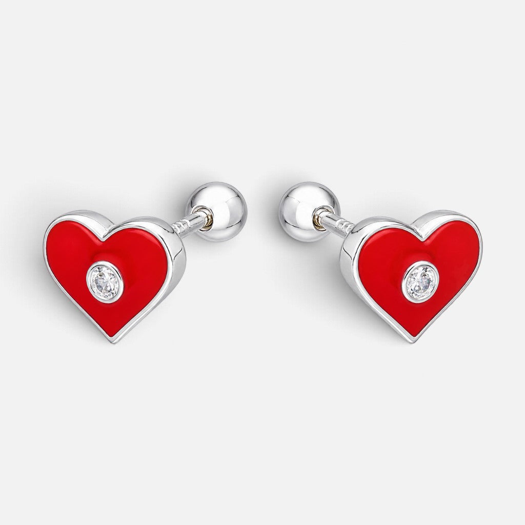 Aro con Tope Corazón Esmaltado Circón