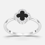 Anillo Trébol de la Suerte Circones Ónix