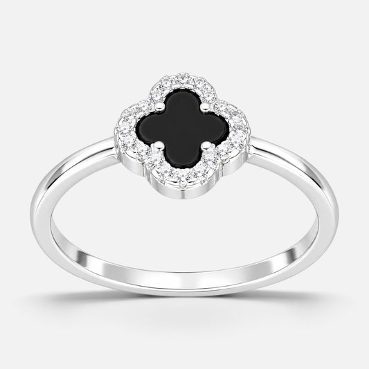 Anillo Trébol de la Suerte Circones Ónix