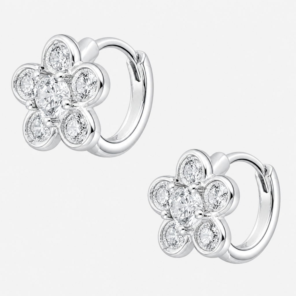 Argolla Huggie Flor Circones 10 mm