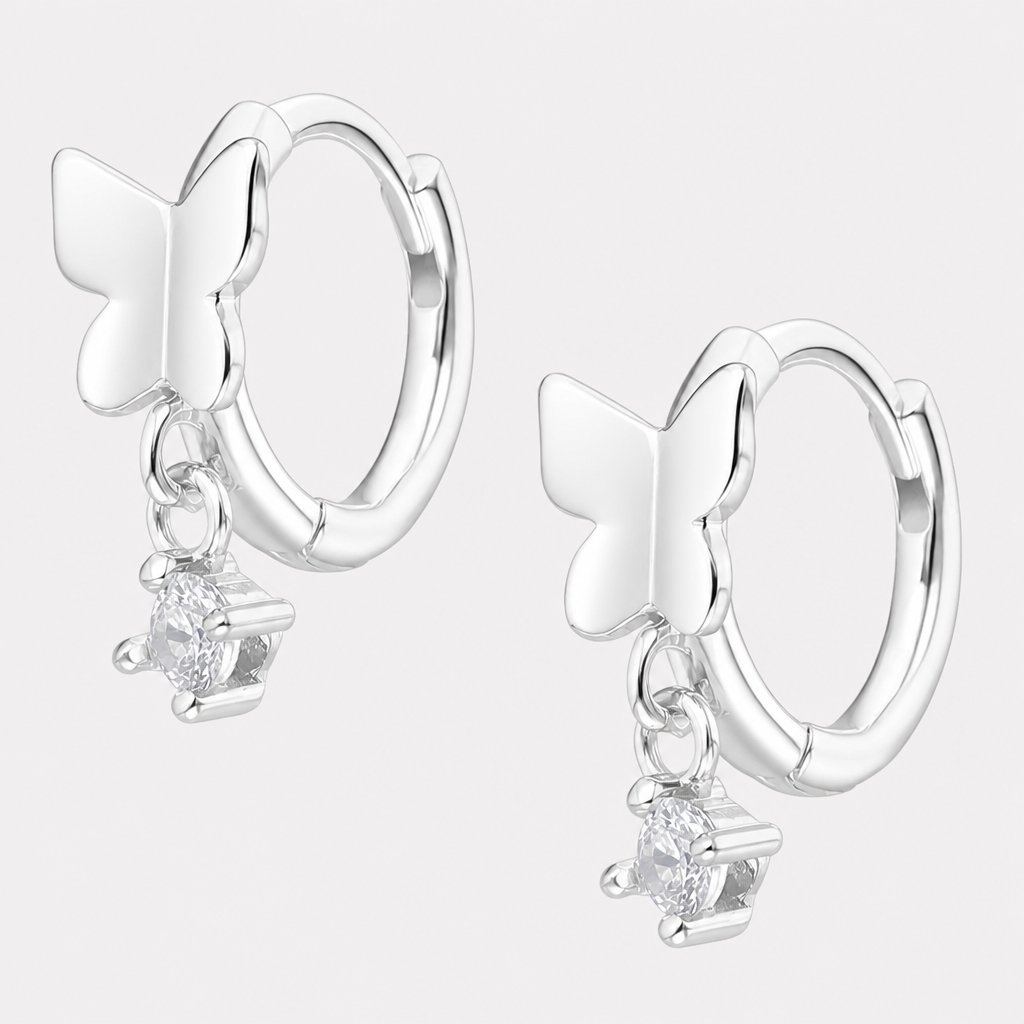 Argolla Huggie Mariposa Circón 11 mm