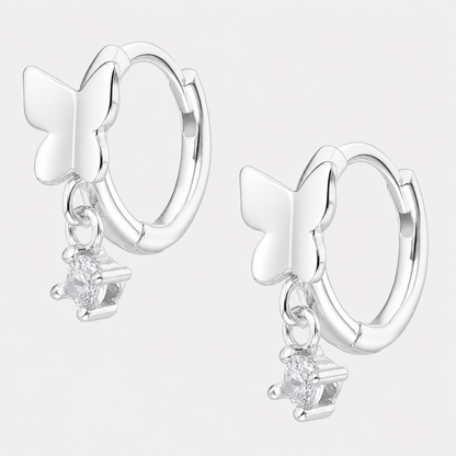 Argolla Huggie Mariposa Circón 11 mm