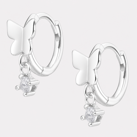 Argolla Huggie Mariposa Circón 11 mm