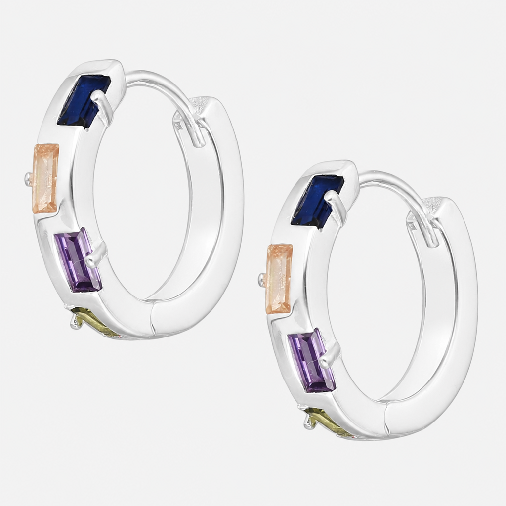 Argolla Huggie Circones Baguette Multicolor 17 mm