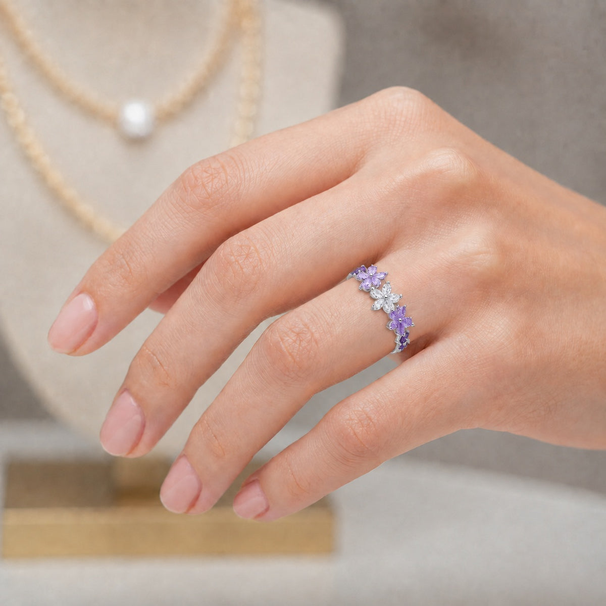 Anillo Flores Circones Amatista