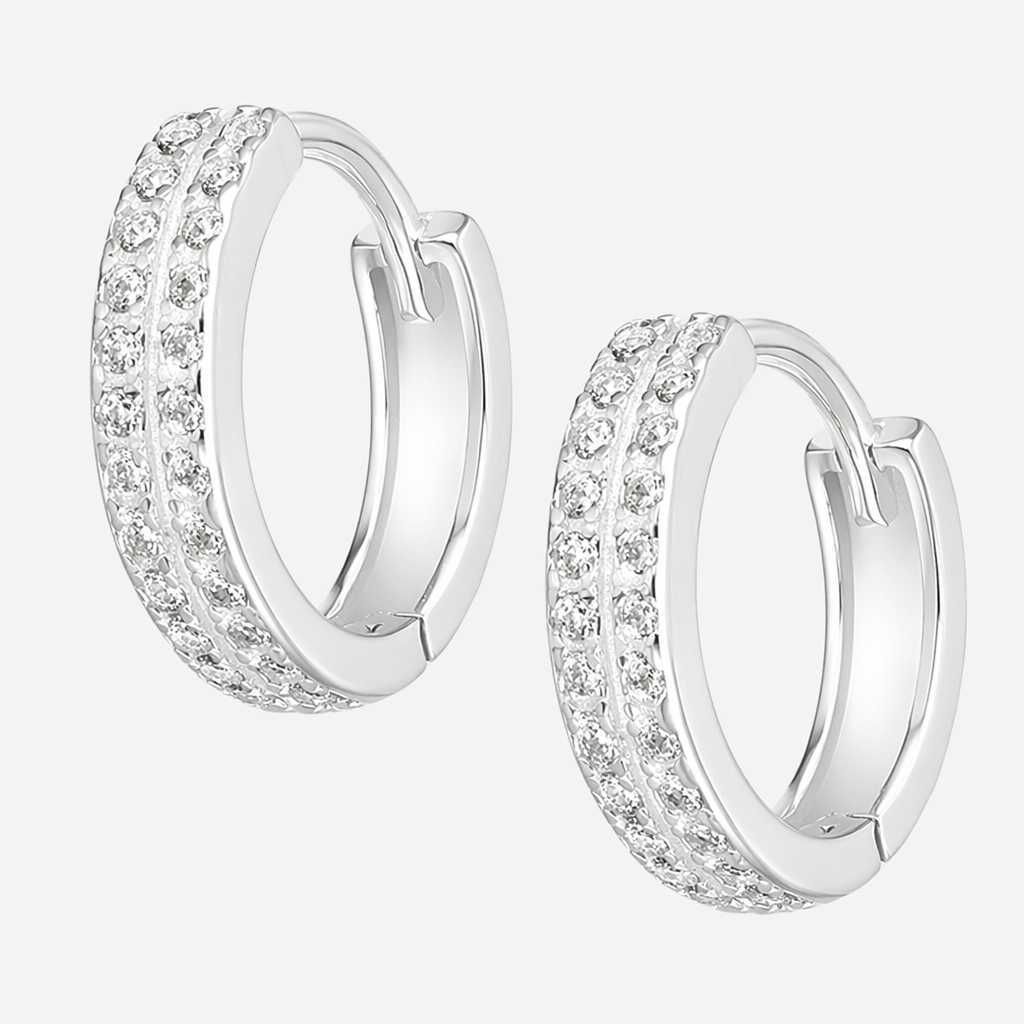Argolla Huggie Circones Pavé 12 mm