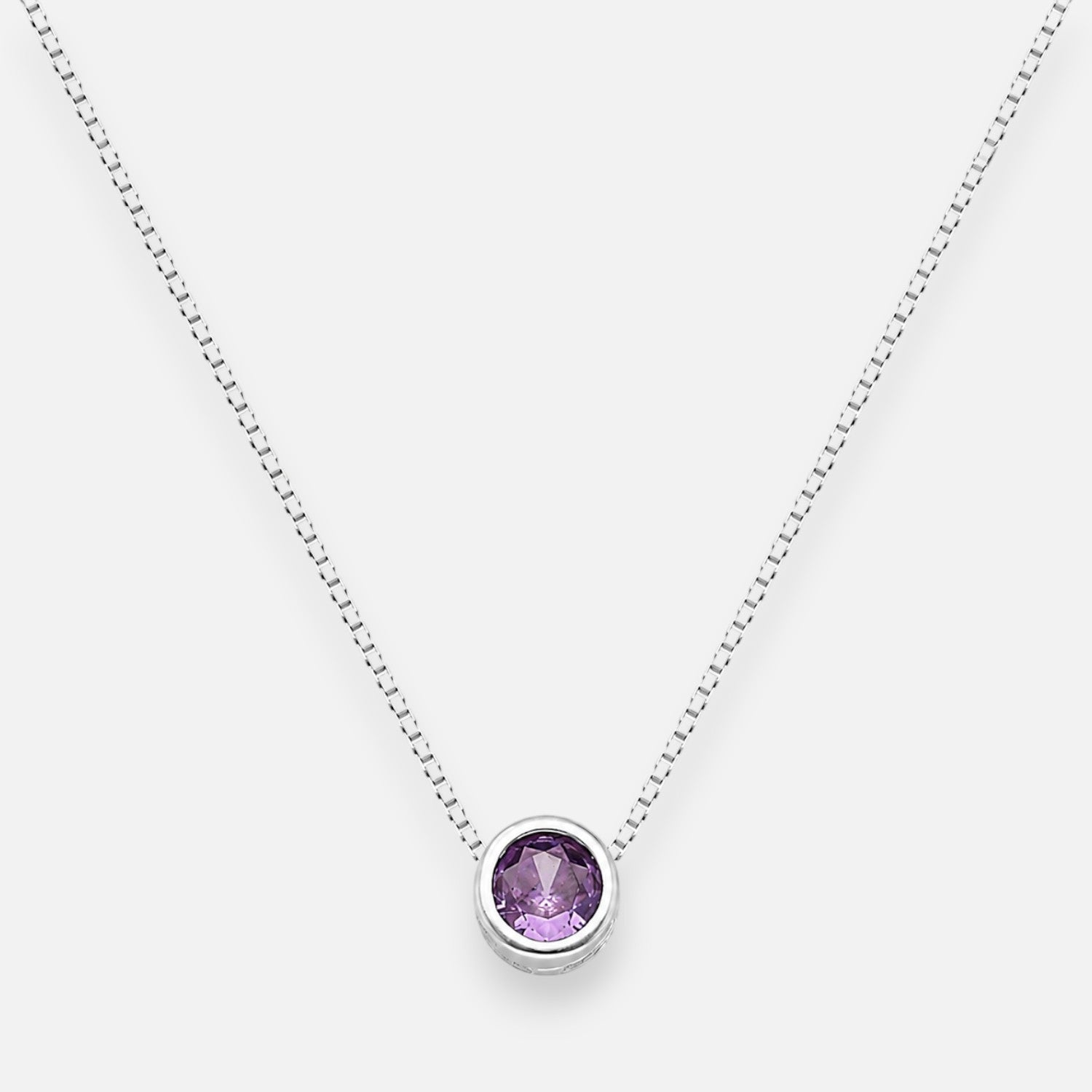 Collar Circón Punto de Luz Amatista 4 mm