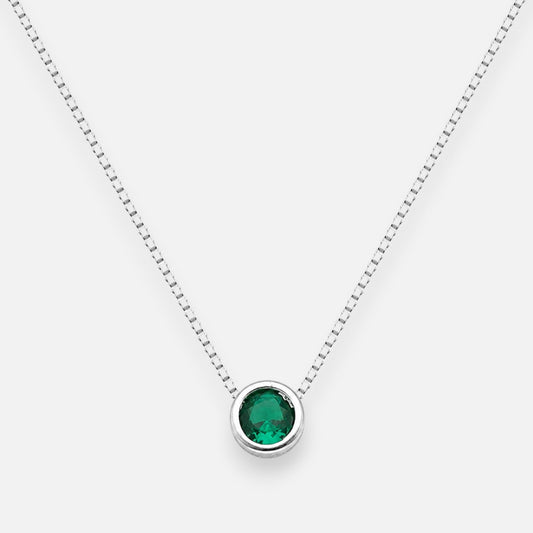 Collar Circón Punto de Luz Esmeralda 4 mm