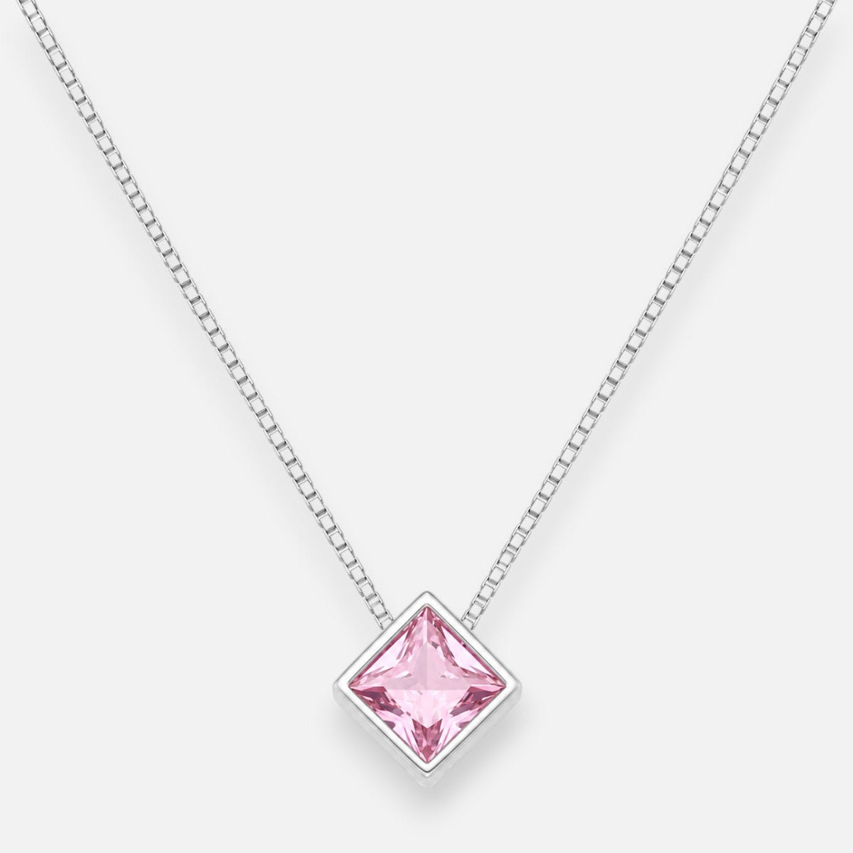 Collar Rombo Circón Punto de Luz Rosa Francia 6x6 mm
