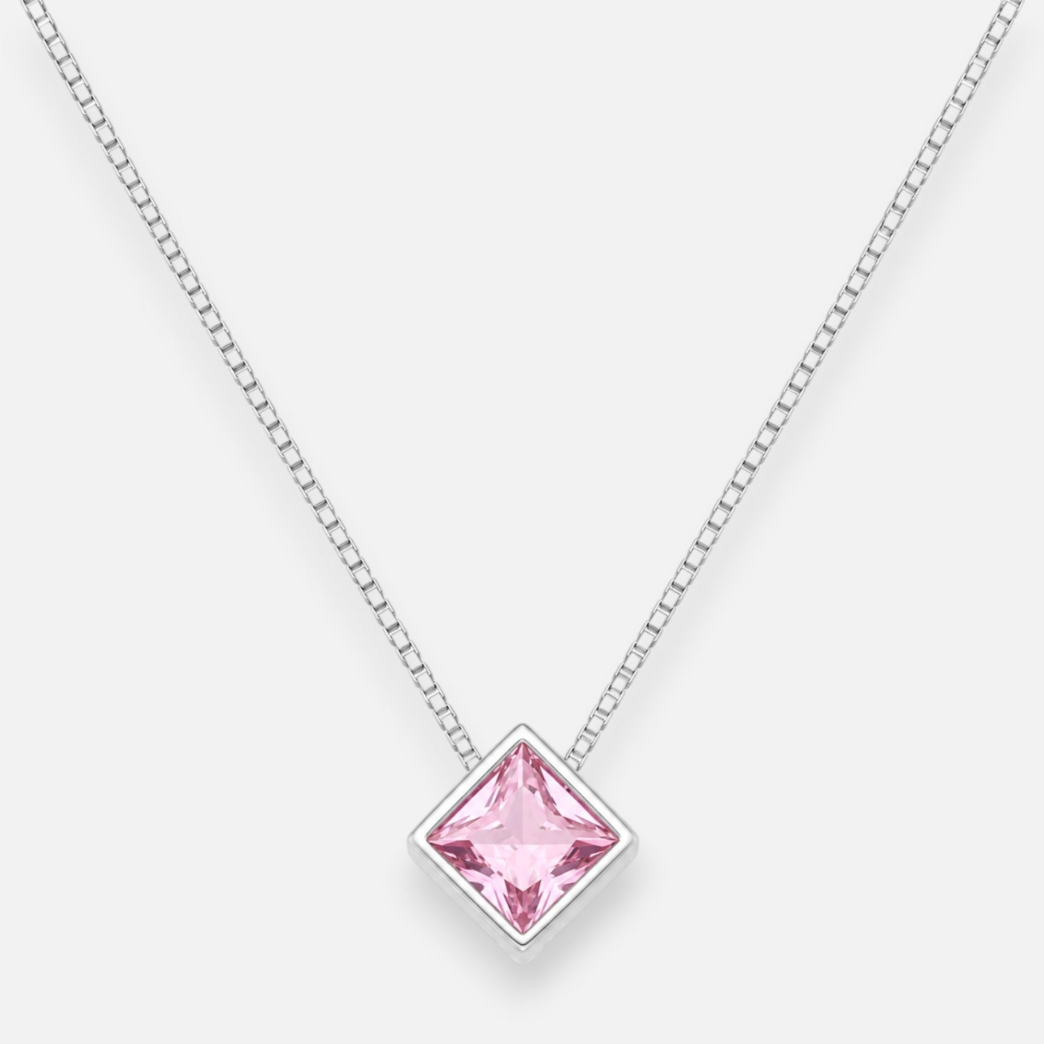 Collar Rombo Circón Punto de Luz Rosa Francia 6x6 mm