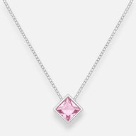 Collar Rombo Circón Punto de Luz Rosa Francia 6x6 mm
