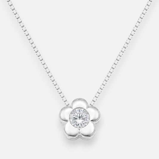 Collar Flor Circón punto de Luz 4 mm